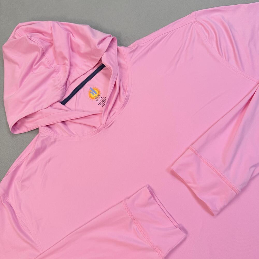 Johnnie-o Hooded Sun Shirt Mens 2XL Pink Fishing Beach Performance UPF 50 Top